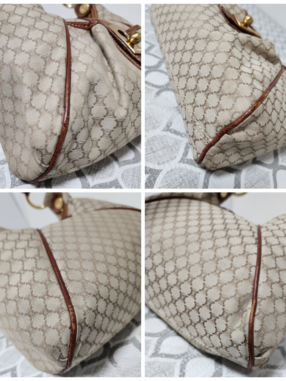 Celine Vintage Macadam Hobo Shoulder Bag Beige/Brown - Picture 13 of 15